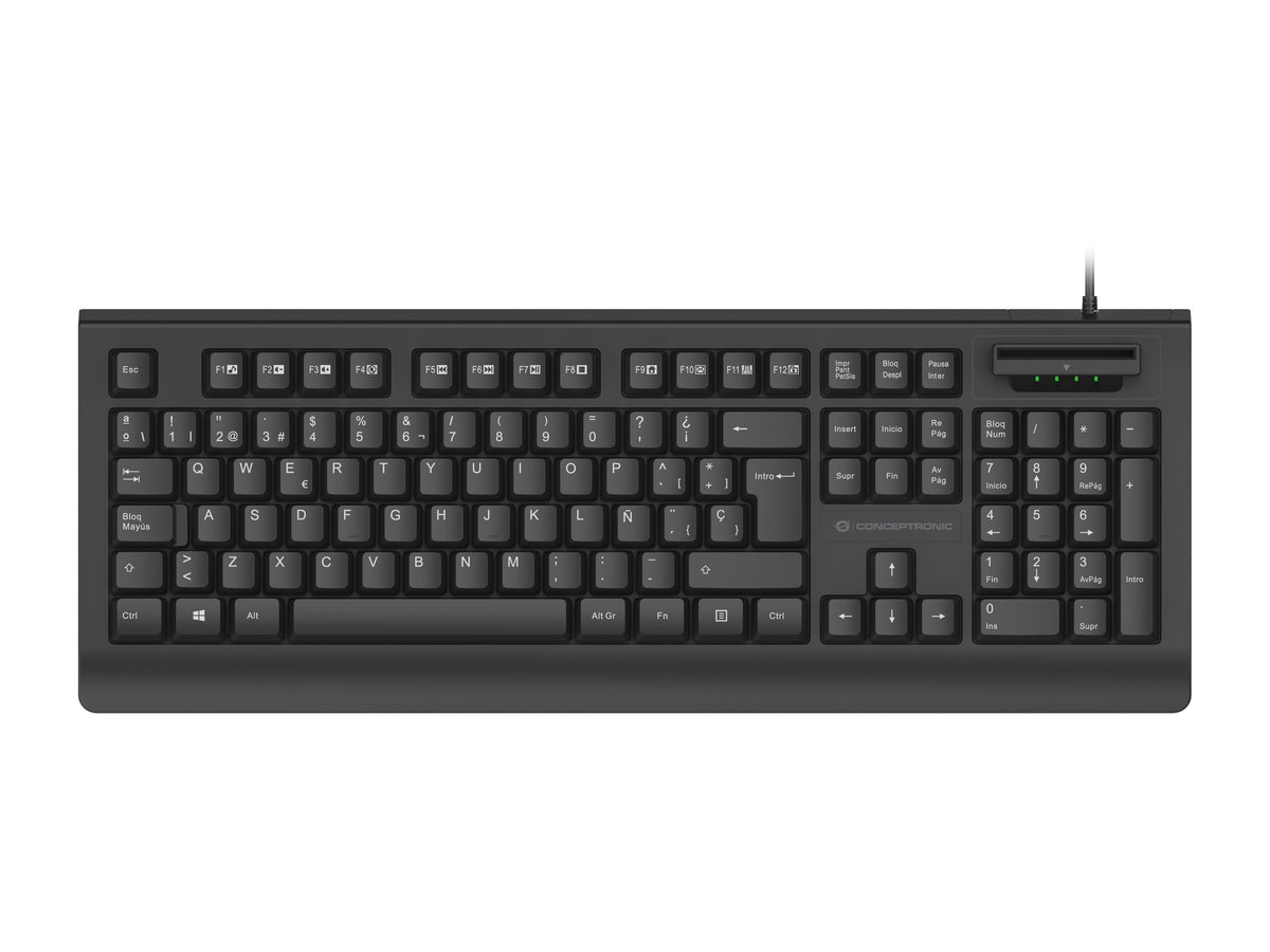 Teclado Conceptronic Kayne01es V2 Con Lector Dnie Compatible Con Dni 3.0 Y Tarjeta Sanitaria