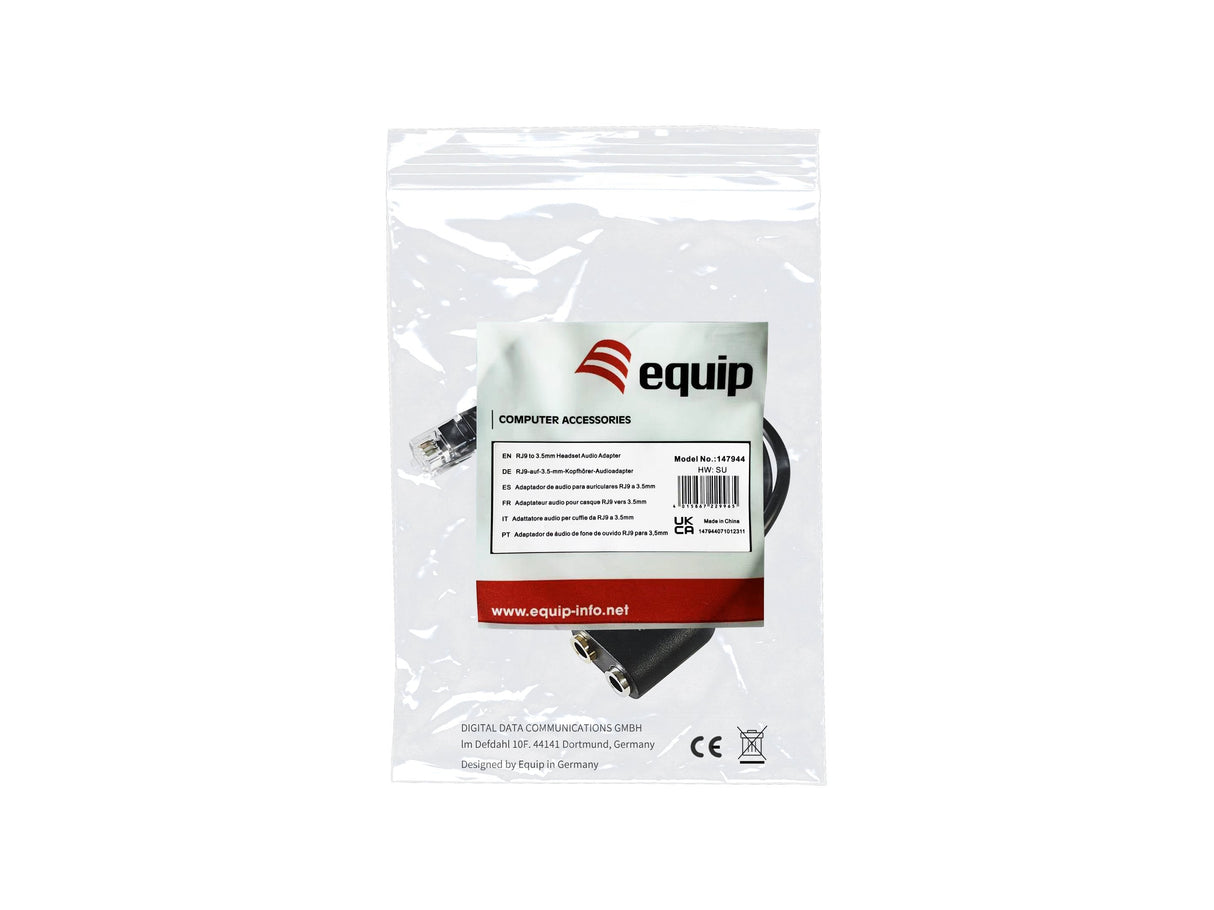 Equip 147944 Cable De Audio 0,25 M Rj-9 2 X 3.5mm Negro 25cm