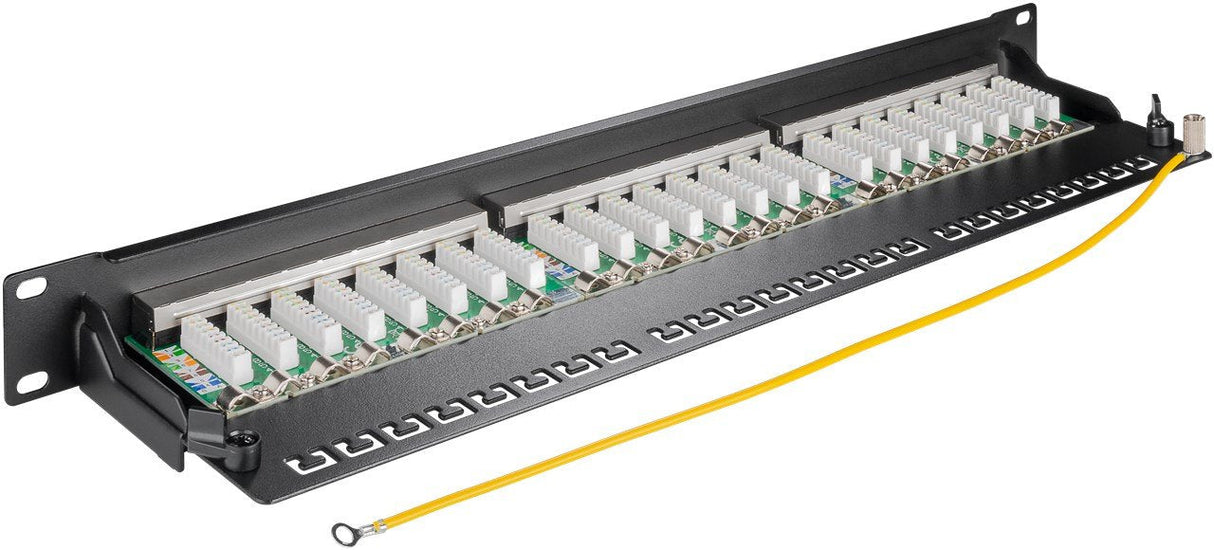 Cat 6a 19inch Patch Panel, 24 Port, Black - Stp Shielded, Bl