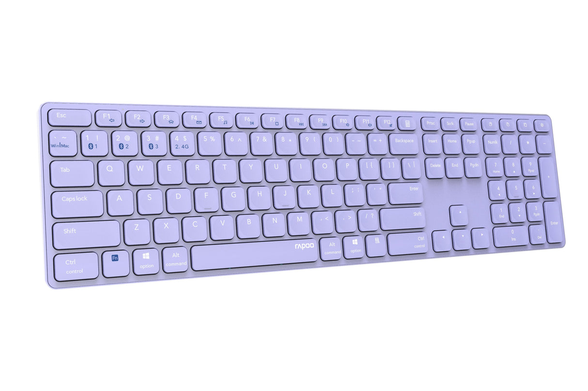 Teclado Rapoo Wireless Y Bluetooth E9800m 2.4ghz Bt 3.0 5.0 Diseã±O Ultrafino Bateria Lilabase Aluminio Multi Mode
