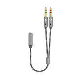 Aisens Cable Adaptador Audio Jack 3.5 4 Pines/H-2xjack 3.5 3 Pines/M - 25cm - Gris