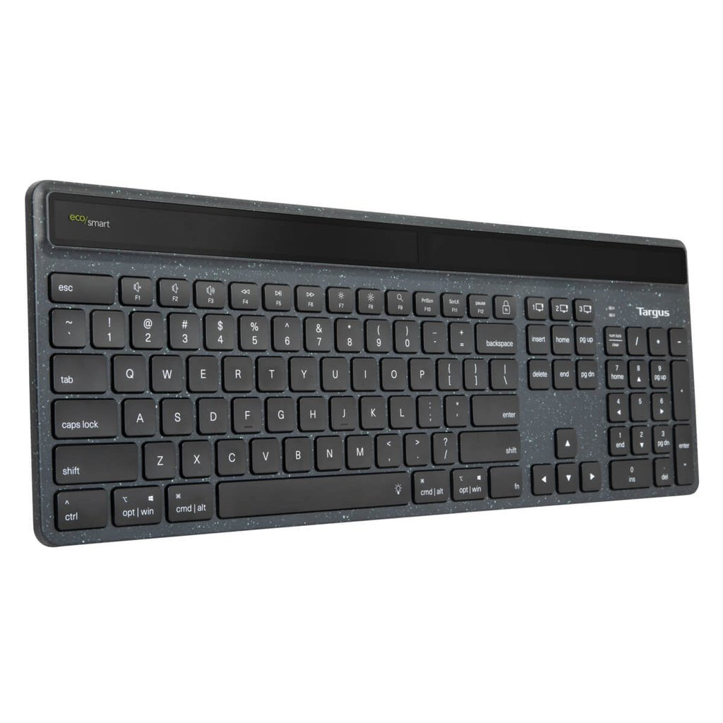 Targus Ecosmart Teclado Captación De Energía Sostenible Antimicrobiano Luz Trasera Inalámbrico Bluetooth 5.0 Qwerty Francés Interruptor: Tecla De Tijera Negro Recycled Packaging