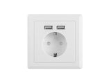 Roseta De Pared Lanberg Ac-Ws01-Usb2-F Con Toma Schuko 16a Y 2 Puertos Usb 2.1a Color Blanco