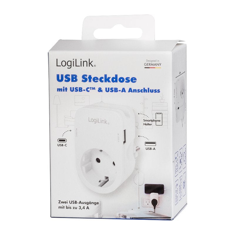 Cargador Usb-A Y Usb-C  2 Puert. 17w 2,4a  Blanco Schuco