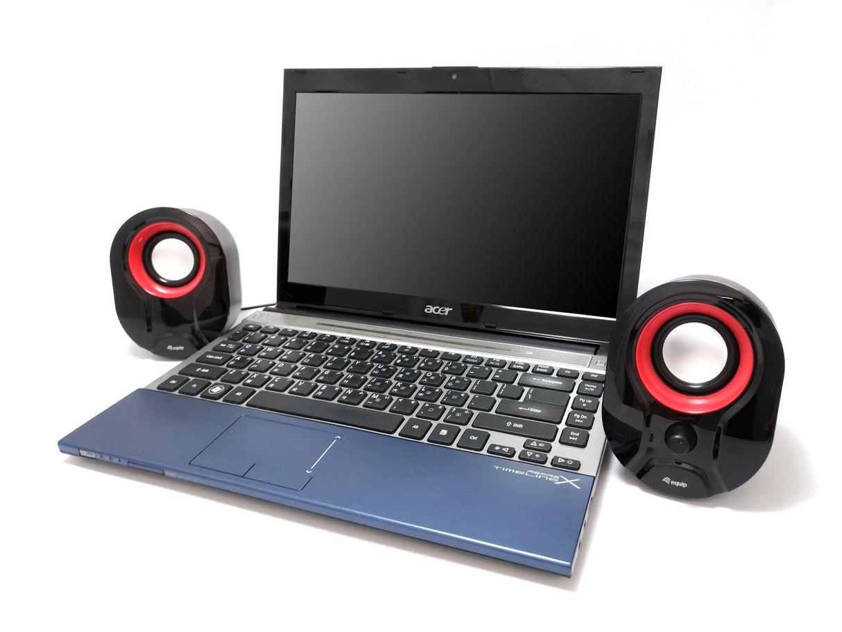 Equip Altavoces 2.0 Mini  6w Rms Color Negro Y Rojo Jack 3.5  Control De Volumen Alimetancion Usb
