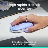 Logitech Pop Mouse, Ratón Inalámbrico Bluetooth Lila