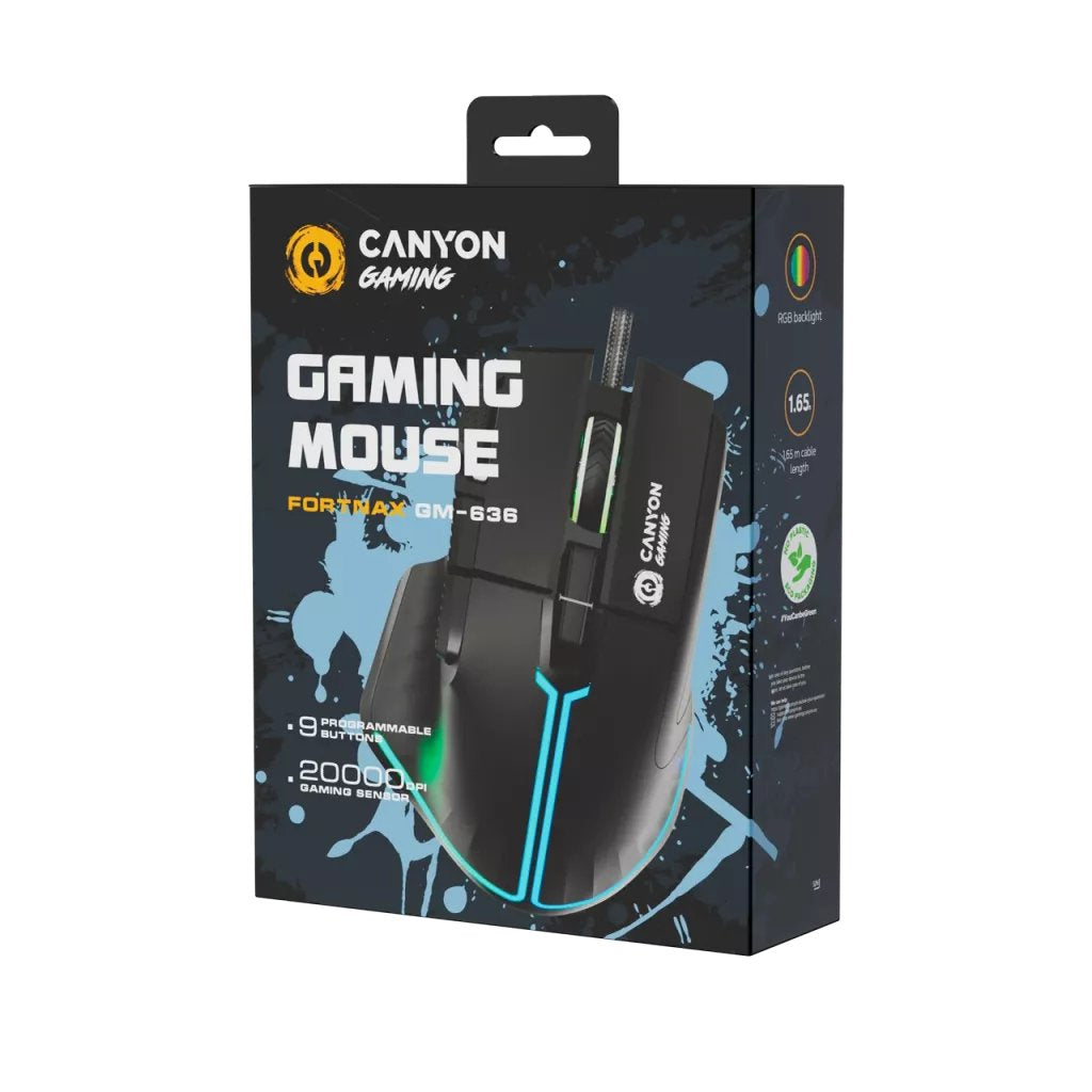Raton Canyon Gaming Fortnax Gm-636 20000 Dpi Rgb 9 Keys Bk Retail