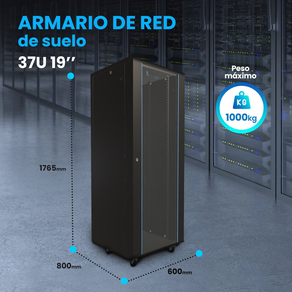 Armario Rack De Pie Extralink 37u 600x800 Negro