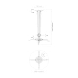 Aisens Soporte Universal Giratorio - Inclinable Y Extensible De Techo Para Proyector - Hasta 13.5kg - Blanco