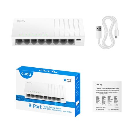 EAN 6971690794682 - Cudy 8-Port Gigabit Switch with USB-C Power Input, GS108U 2.0 No administrado Gigabit Ethernet (10/100/10 imagen 3