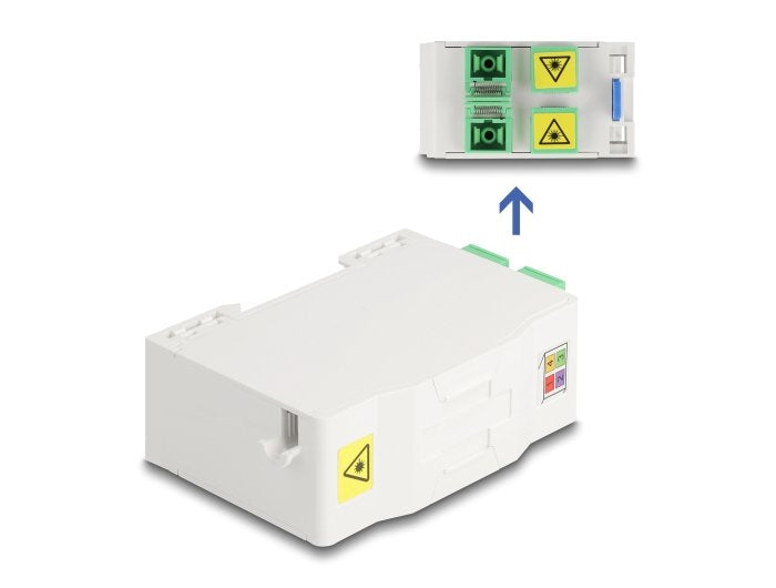 Delock 88097 Caja De Conexión De Fibra Óptica Para Carril Din Con Soporte De Empalme Y 4 X Acoplador Sc Simplex