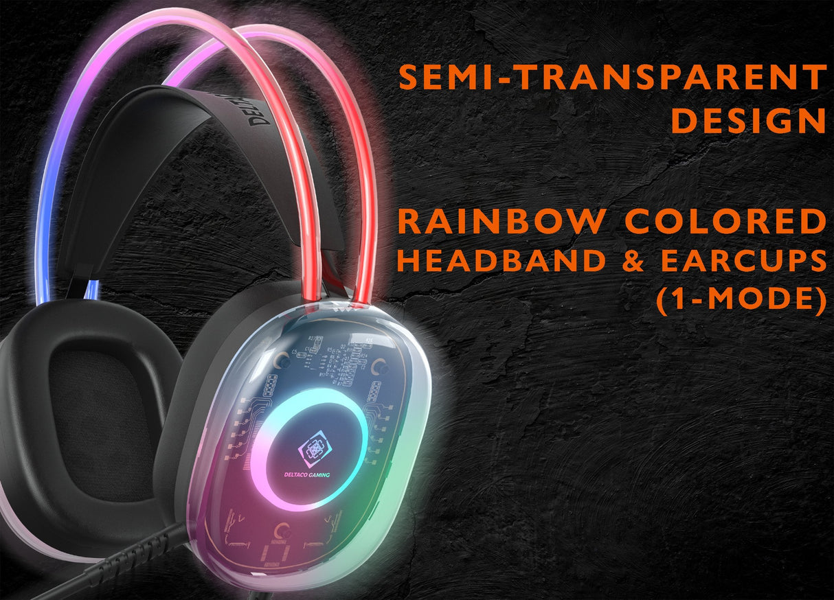 Auriculares Deltaco Gaming Rgb Beleuchtet Halbtransparente