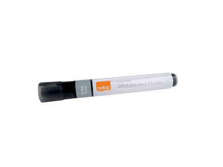 Nobo Caja De 10 Rotuladores Para Pizarra Blanca - Punta Redonda 3mm - Tinta Liquida - Nivel De Tinta - Color Negro