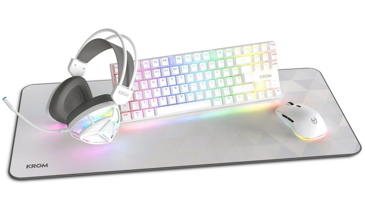Pack Krom 4 En 1 Rgb Klass Gaming Combo Blanco