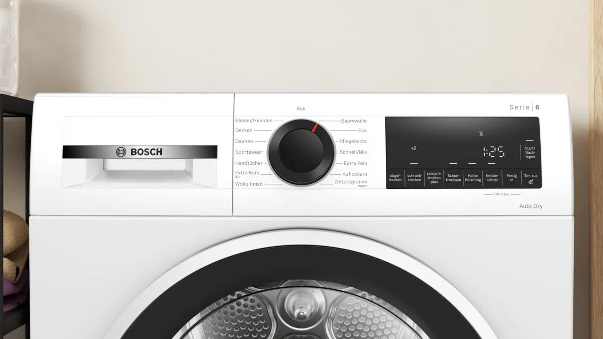 Bosch Home Wqg241001 Serie 6, Secador De Bomba De Calor Blanco/Negro, 60 Cm Wqg241001