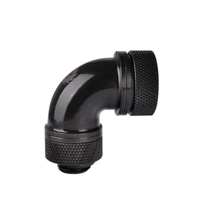 Codo Thermaltake Pacific G1 / 4 Petg Compresión De 90 Grados 16 Mm, Conectores Negros, Cl-W