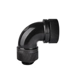 Codo Thermaltake Pacific G1 / 4 Petg Compresión De 90 Grados 16 Mm, Conectores Negros, Cl-W