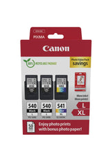 Canon Pg-540l/Cl-541xl Multipack De 3 Cartuchos De Tinta Originales + 50 Hojas De Papel Fotografico - 5224b015