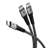 Cable Usb 2.0 De Goobay, Conector Usb-C > Conector Usb-C Negro/Gris, 1,5 Metros, Carga Con Hasta 60 W Pd, Cable Textil Con Conectores Metálicos 75739