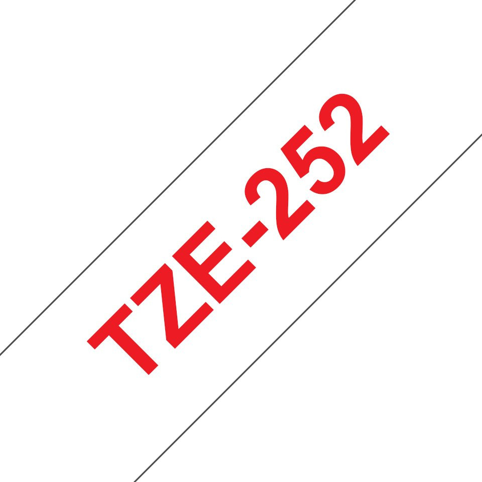 EAN 0012502625803 - Brother TZE-252 cinta para impresora de etiquetas Rojo sobre blanco imagen 1