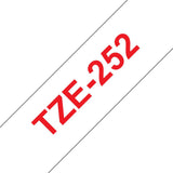 EAN 0012502625803 - Brother TZE-252 cinta para impresora de etiquetas Rojo sobre blanco imagen 1