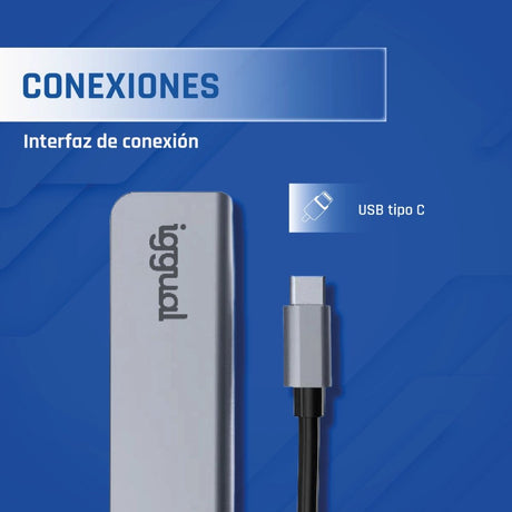 EAN 8435364319239 - iggual IGG319239 hub de interfaz USB 3.2 Gen 1 (3.1 Gen 1) Type-C 5000 Mbit/s Plata imagen 4