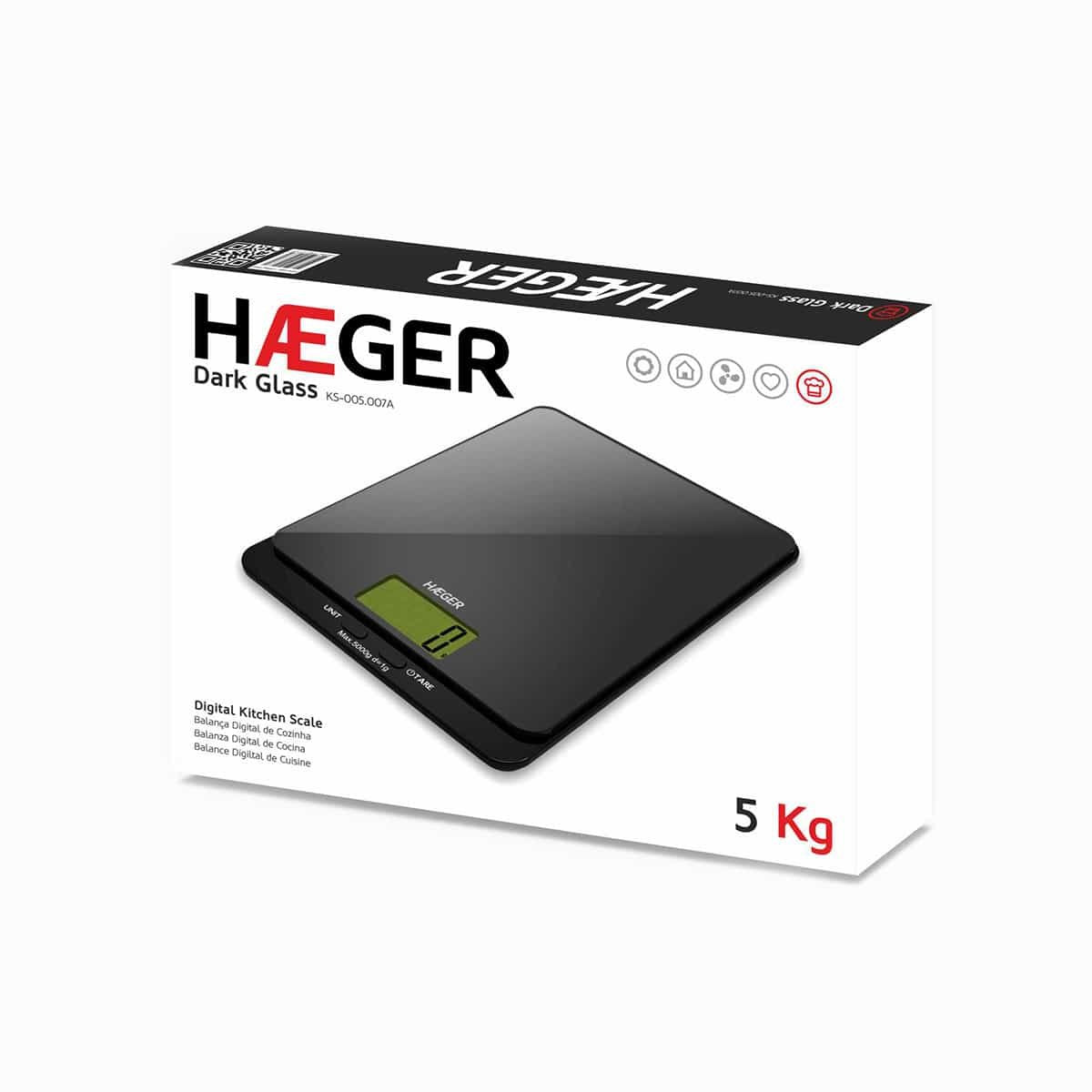 Báscula Cocina  Haeger Dark Glass