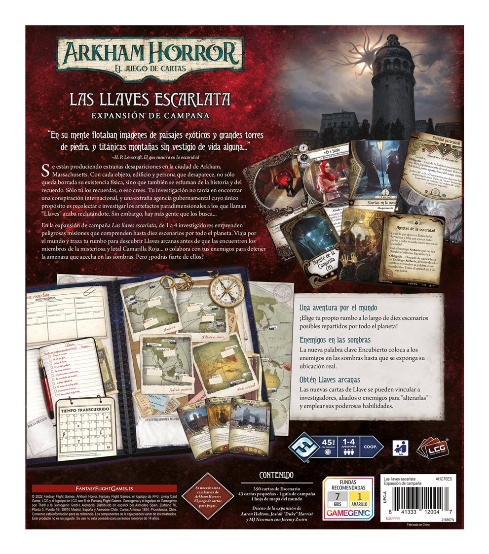 Juego De Mesa Arkham Horror Lcg Las Llaves Escarlata Expansion Campaa Pegi 14