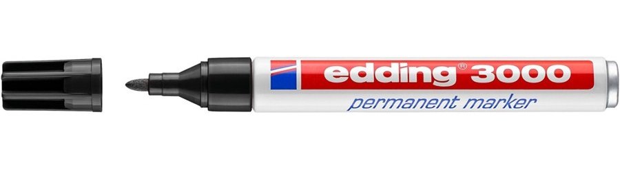 Marcador Permanenete Edding 3000-01 - 1.5mm · 3mm · Negro · 10 Unidades