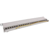 Patch Panel Inline 19" Cat.6a 24 Puertos 0.5u Gris Claro Ral7035