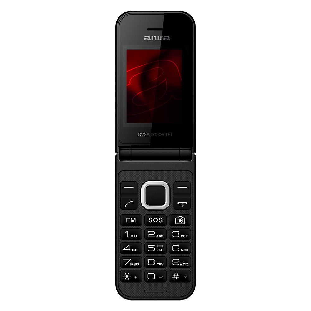 Movil Senior Fp-24bk Black Aiwa Diseño Flip Dualsim Botones Grandes Pantalla 2.4 Bluetooth Puerto Micro-Usb Con Base De Carga