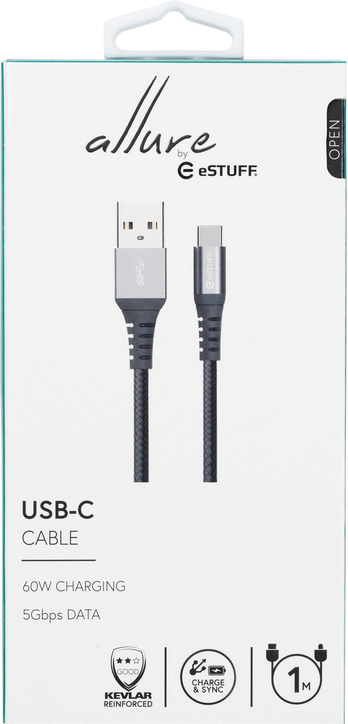 Estuff Es605151 Cable Usb 1 M Usb 3.2 Gen 1 (3.1 Gen 1) Usb C Usb A Gris