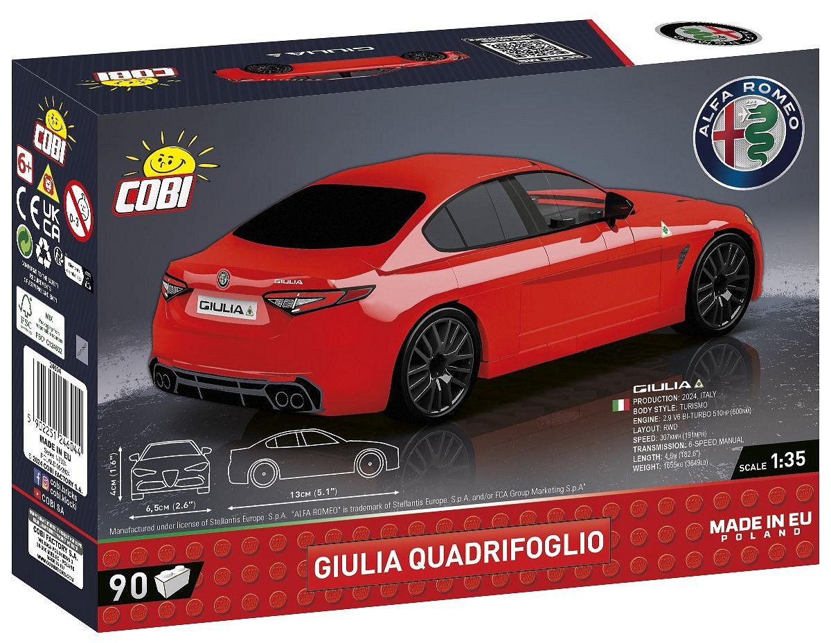 Cobi Alfa Romeo Giulia Quadifoglio, Design Toys Red Cobi-24604