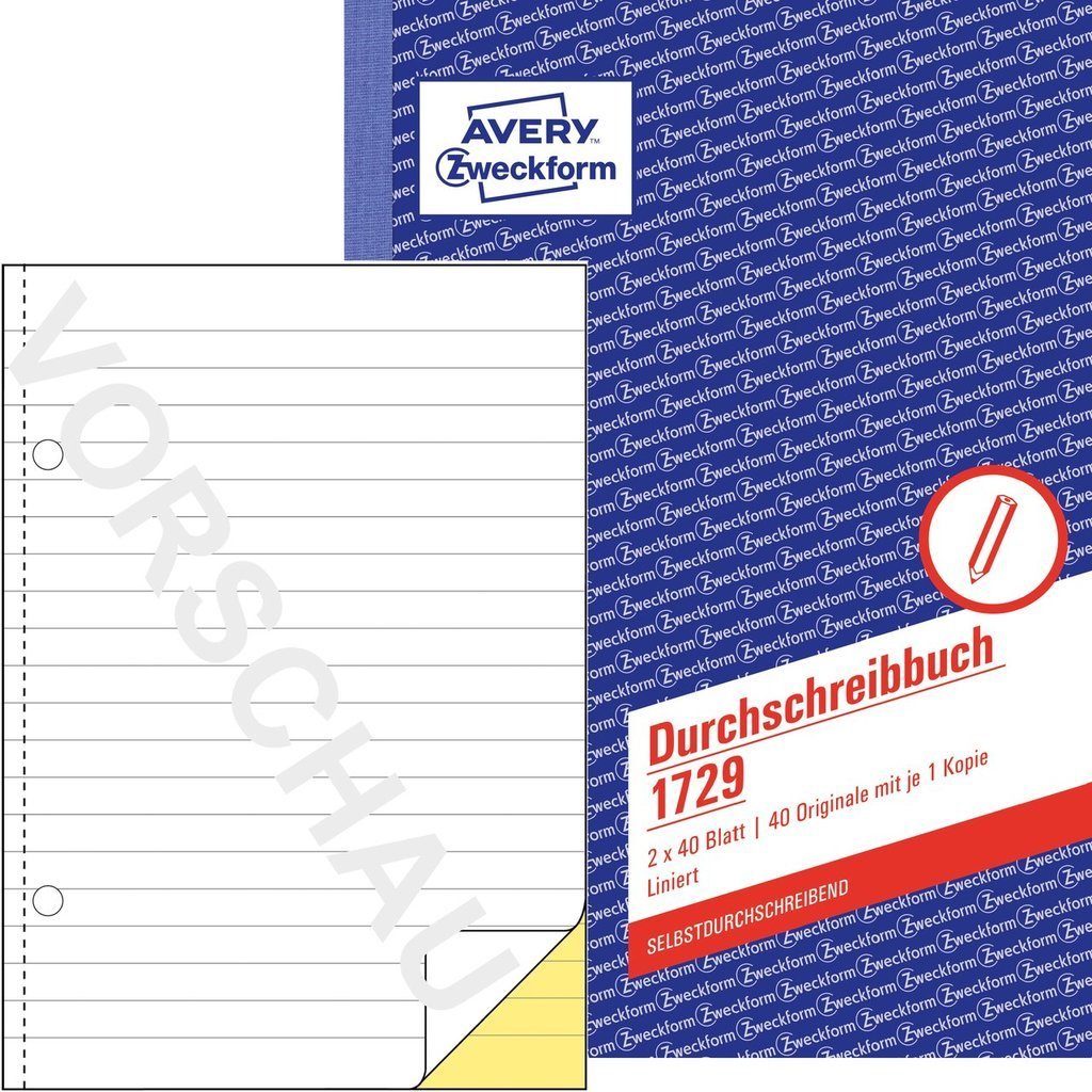Avery Zweckform Durchschreibebuch - 40 Hoja - A5 (148 X 210 Mm)