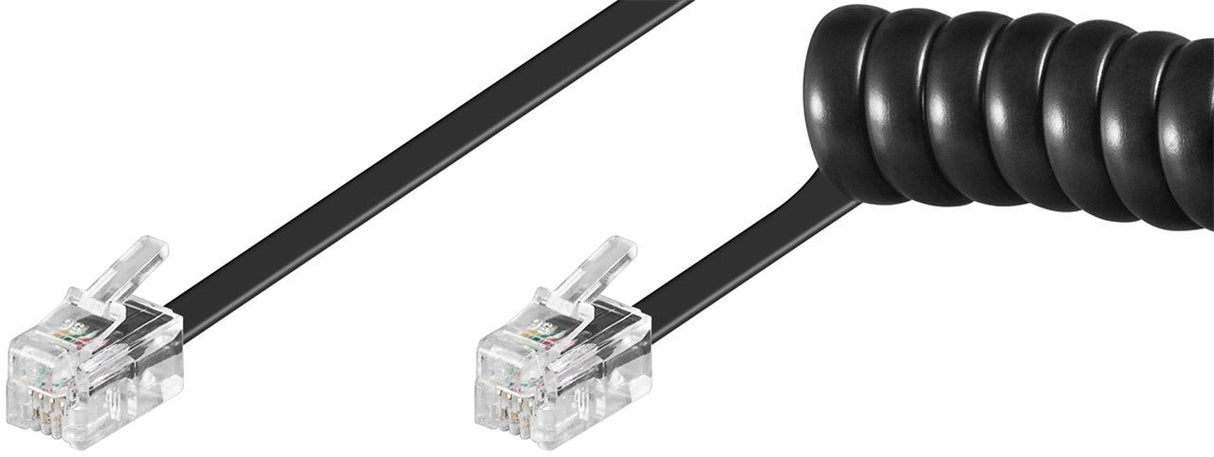 Cable Telefono-Auricular Rizo 4/4 Rj10 7 M Negro