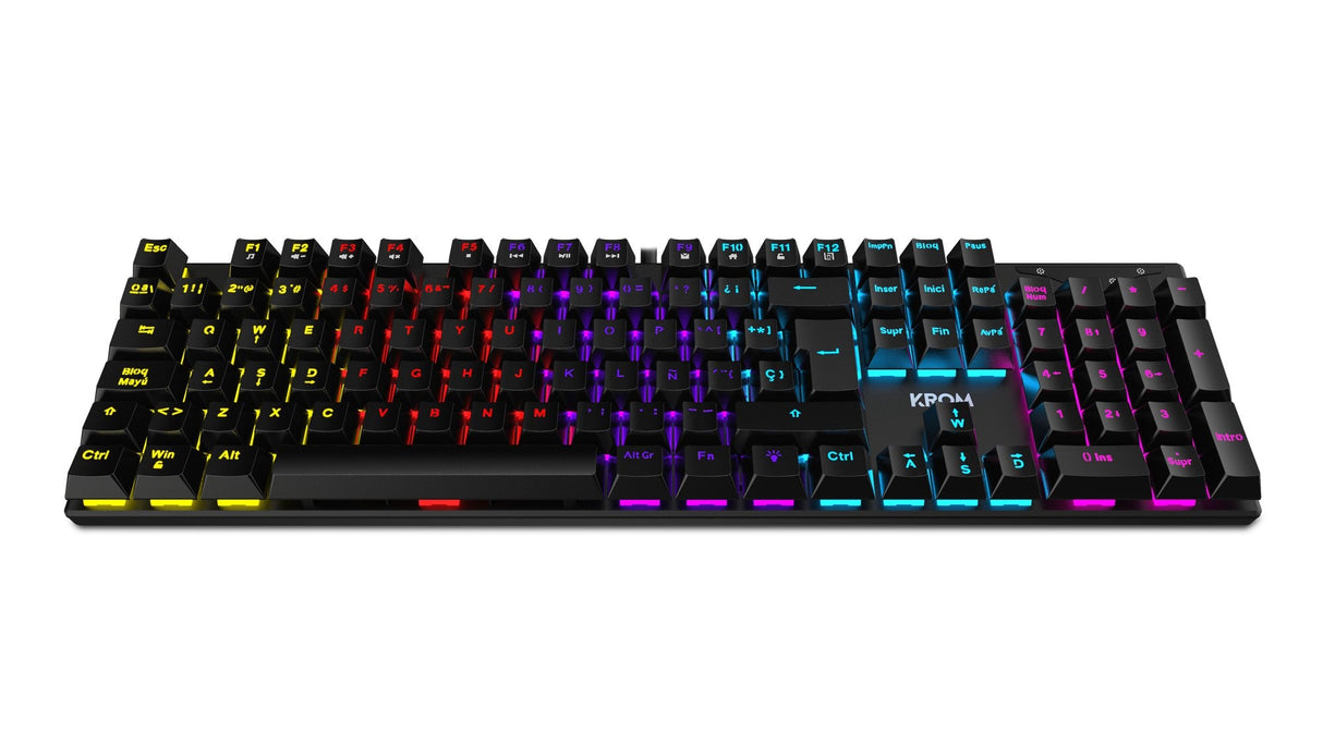 Teclado Ingles Krom Kasic Gaming Usb Mecanico Iluminacion Rgb Antighosting