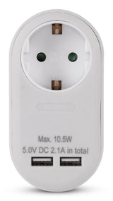 Entac Meckdosenadaptador + 2x Usb-A Blanco