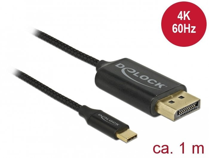 Delock Cable Usb Tipo-C Macho > Dp Macho Dp-Alt Mode 4k 60 Hz 1 M