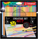 Stabilo Creative Set Arty 12 Rotuladores Point 88 Y 12 Rotuladores Pen 68 Colores Surtidos En Estuche De Cartón