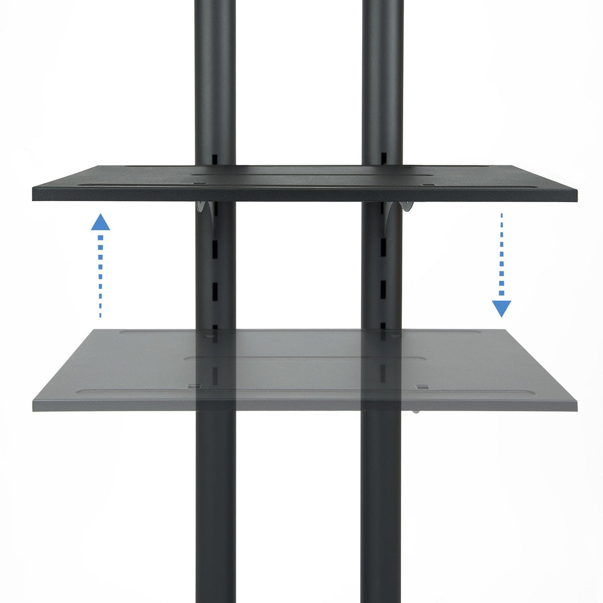 Tooq Soporte De Pantalla De Suelo Con Ruedas 37"-70" - Bloqueo De Ruedas - Dos Estantes - Peso Max 50kg - Vesa