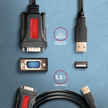 EAN 8595247907646 - Axagon ADS-1PSN USB-A 2.0 - serial RS-232 DB9-M Prolific adapter cable 1.5m - Adapter - Digital/Daten cab imagen 5