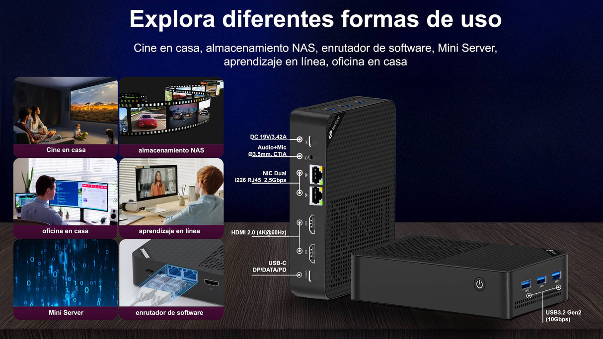Mini Pc Leotec Nas Server Intel N150 12gb Lpddr5 + 64gb Emmc + 512gb Nvme + 3x22