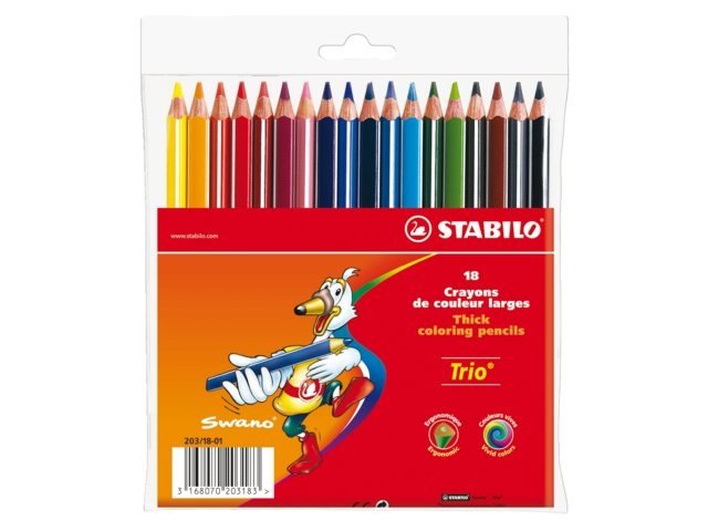 Stabilo Lápices De Colores Trio Grueso Colores Surtidos Estuche De 18