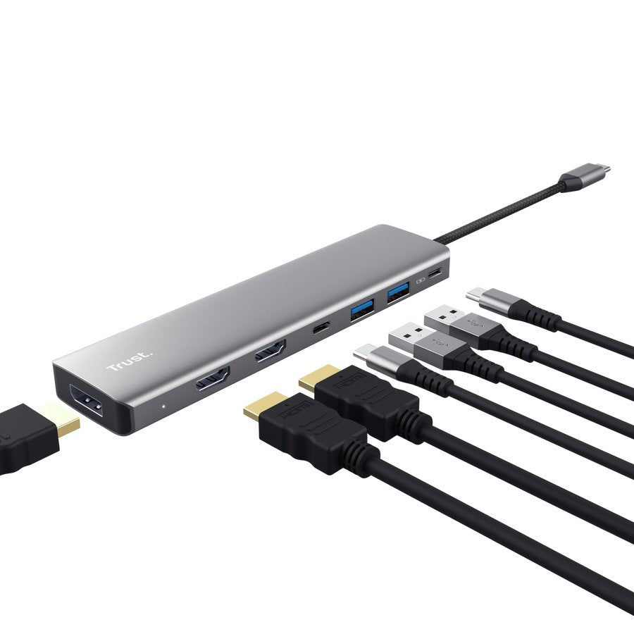 Docking Usb Tipo-C Trust Dalyx 2xusb 2xhdmi 1xdisplayport 1xusb Tipo-C Pd Gris