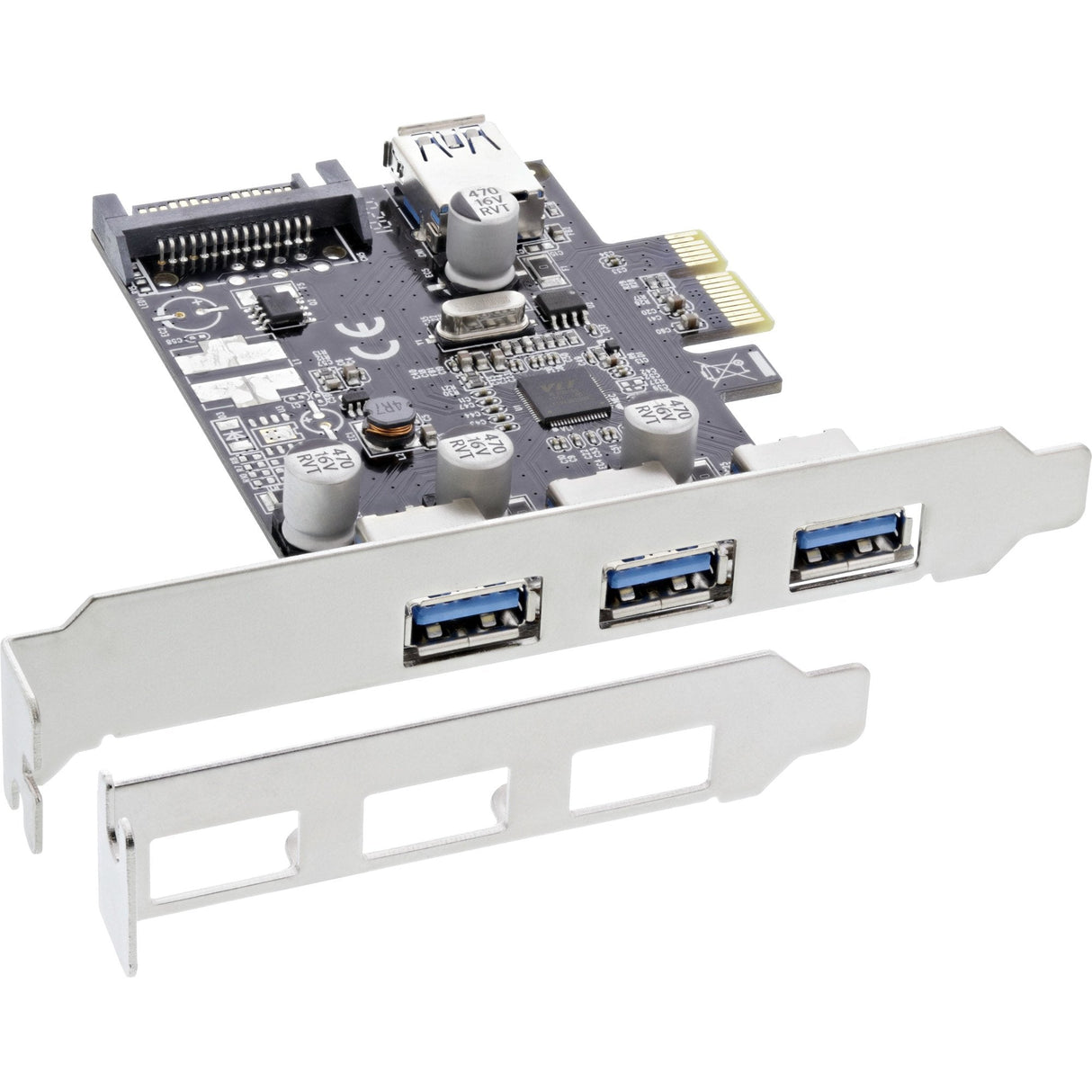 Tarjeta Pci  Inline De 3+1 Puertos Usb 3.0 Pcie Con Alimentación Sata Y Soporte Lp