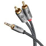 Cable  2,0m 3.5mm M (3-Pin, St) A 2xrca M Flexiplus Nylon Goobay