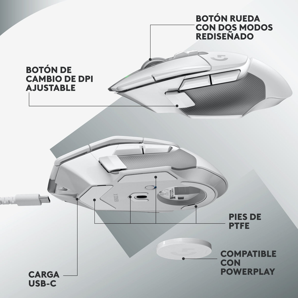 Logitech G G502 X Lightspeed Ratón Mano Derecha Rf Inalámbrico Óptico 25600 Dpi
