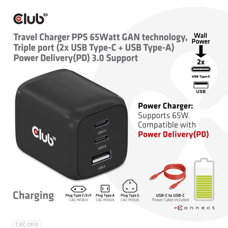 EAN 8719214472658 - CLUB3D CAC-1913 cargador de dispositivo móvil Teléfono móvil, Portátil, Smartphone, Universal Negro Corri imagen 7