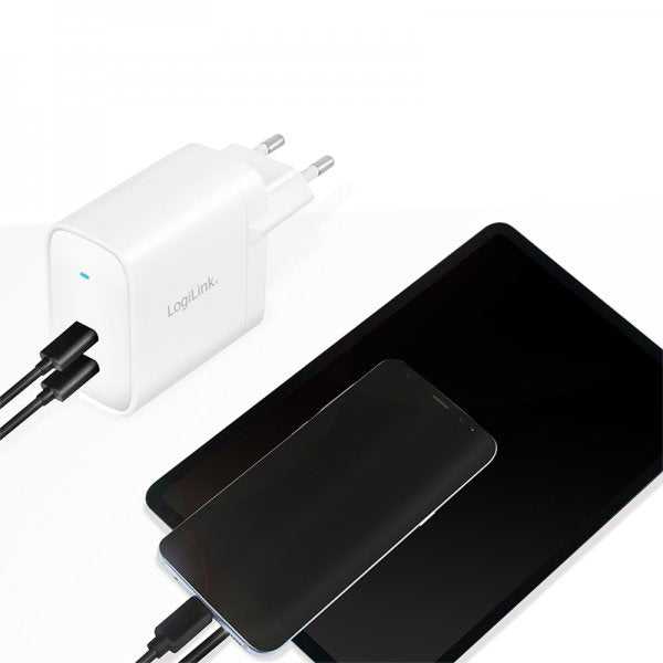 Cargador Logilink 2xusb-C 40 W Blanco