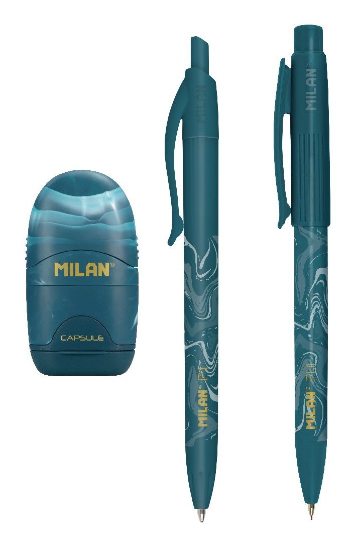 Milan Caja Regalo Serie Lava Con Bolígrafo P1, Portaminas Pl1 0.5 Y Afilaborra Capsule Azul